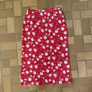 Christopher & Banks Red Floral Midi Skirt Size 12 Women's Summer Casual
